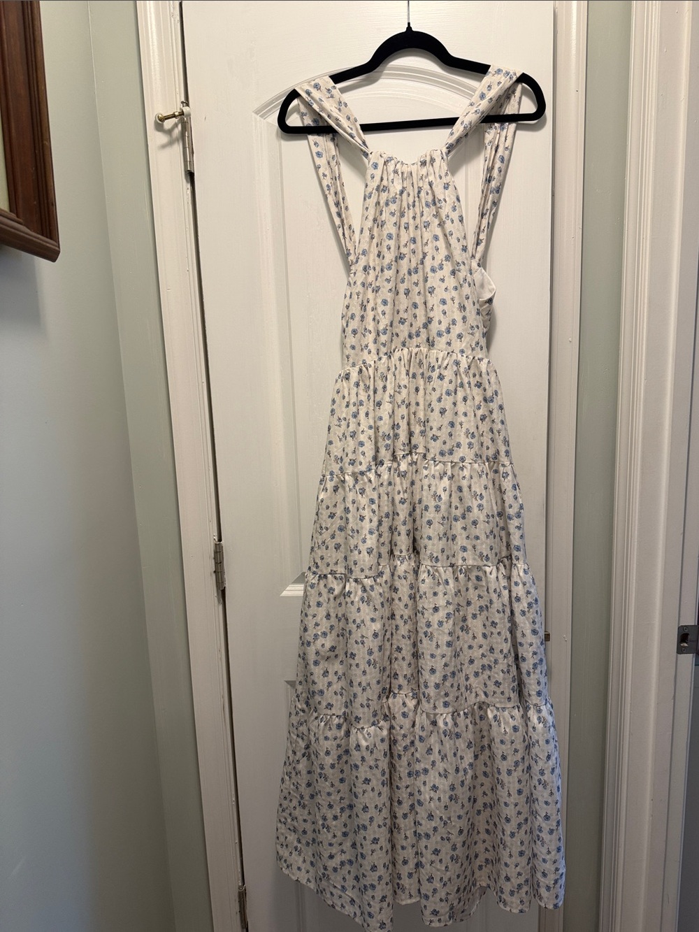 Storia White Sundress with Blue Floral Print